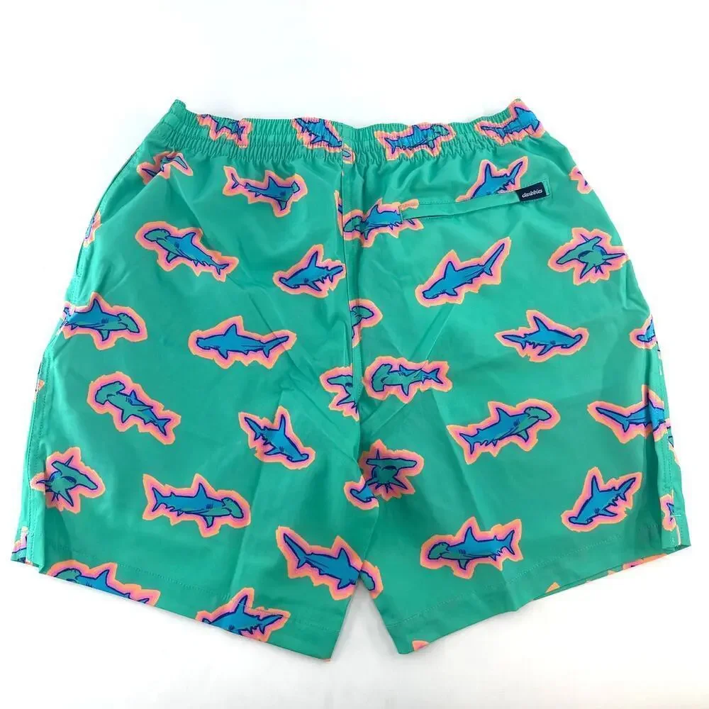 Chubbies Teal Sharks The Apex Swimmers Lined Classic Swim Trunk Size L